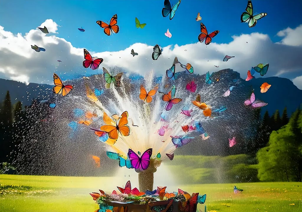 Concept photo of butterflies coming of a geyser at Yellowstone Media Company