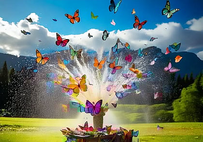 Concept photo of butterflies coming of a geyser at Yellowstone Media Company